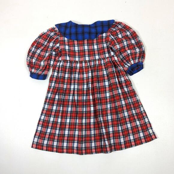 Vintage Julie Tennant Dress Girls Size 4 Flannel Red Plaid - Picture 3 of 5
